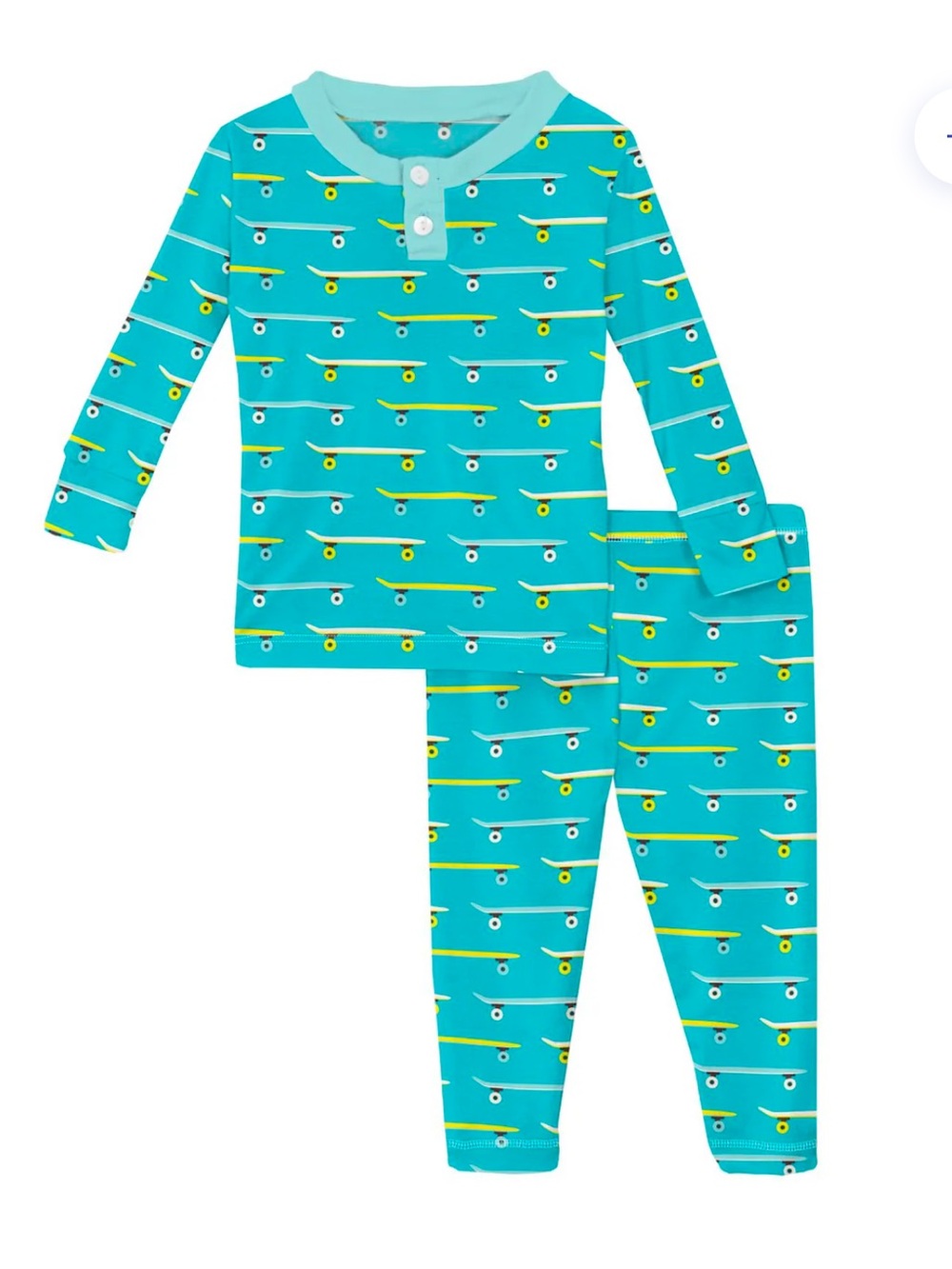 Kickee Print Long Sleeve Pajama Set in Confetti Skateboard